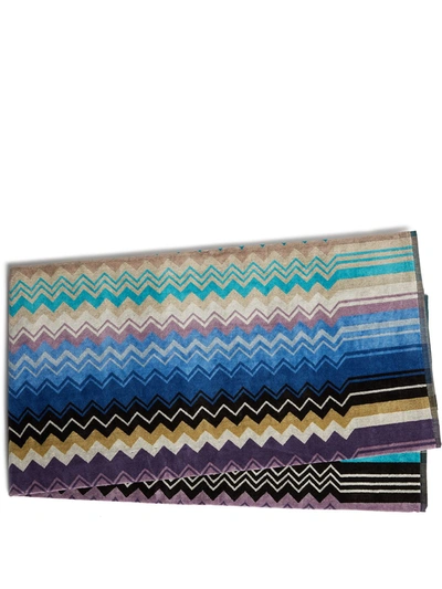 Missoni Giacomo Zig Zag Print Towel In Blue