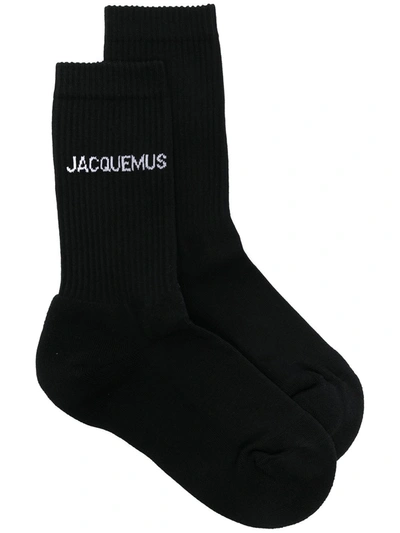Jacquemus Logo-print Ankle Socks In Black