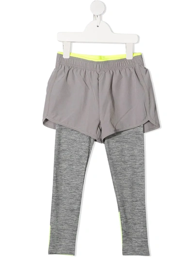 Stella Mccartney Kids' 分层式运动打底裤 In Grey