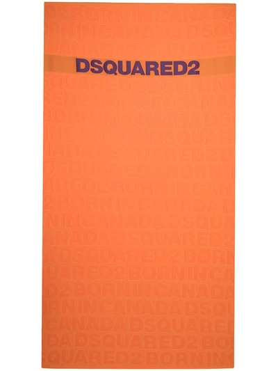 Dsquared2 Logo-print Cotton Towel In Orange