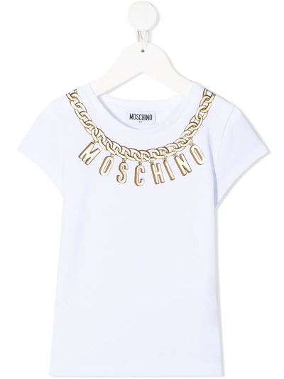 Moschino Kids' Logo-print Short-sleeved T-shirt In Bianco