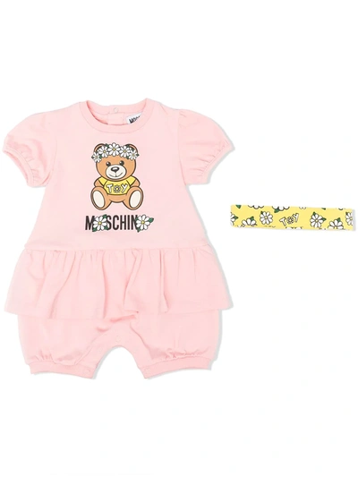 Moschino Multicolor Set For Baby Girl In Bianco Ottico