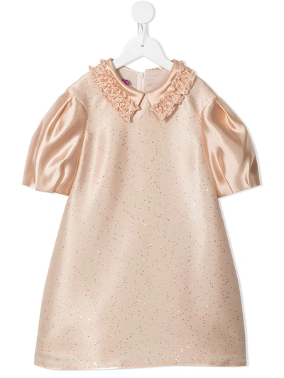 Valmax Kids' Glitter-detail Short-sleeve Dress In Pink