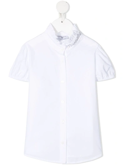Monnalisa Kids' Ruffle-detailed Short-sleeved Shirt In White