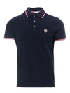 Moncler Cotton Piquet Polo Shirt In Navy