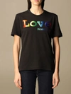 LOVE MOSCHINO COTTON T-SHIRT WITH MULTICOLOR LOGO,W4H0606 M3876 C74