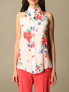 BOUTIQUE MOSCHINO TOP FLORAL PATTERNED SILK BLEND SHIRT,11705312