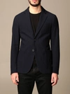 Giorgio Armani Blazer  Herringbone Single-breasted Jacket In Blue