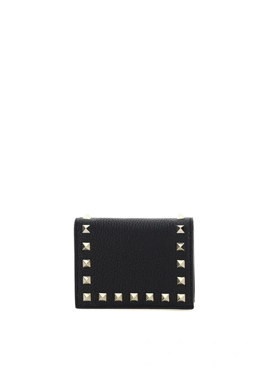 Valentino Garavani Rockstud Bi-fold Wallet In Black