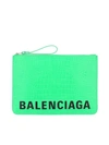 BALENCIAGA LEATHER CLUTCH IN NEON GREEN