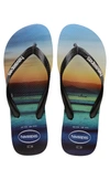 Havaianas Hype Tropical Print Flip Flop In Black/ Black/ White