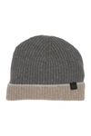 Bruno Magli Cashmere Colorblock Ribbed Knit Beanie In 026grycm