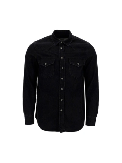Diesel Long-sleeve Denim Shirt In Black