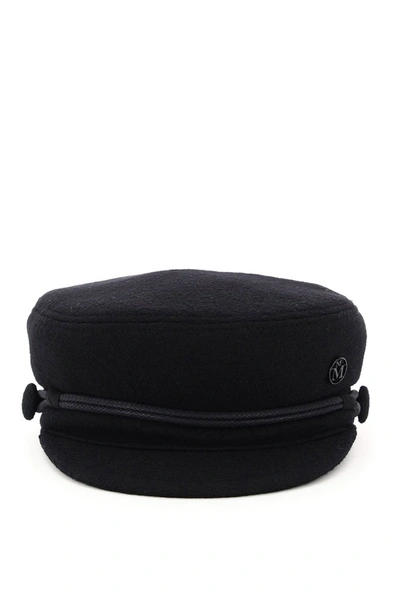 Maison Michel Abby Embellished Wool-felt Cap In Black