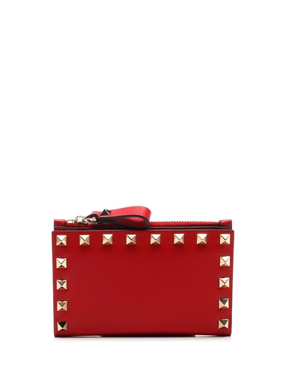 Valentino Garavani Rockstud Zipped Wallet In Red
