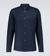 Derek Rose Monaco 2 Long-sleeved Linen Shirt In Blue