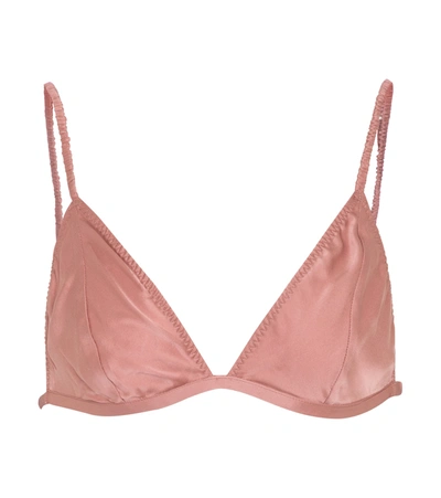 Asceno The Capella Silk Satin Triangle  Bra In Printed