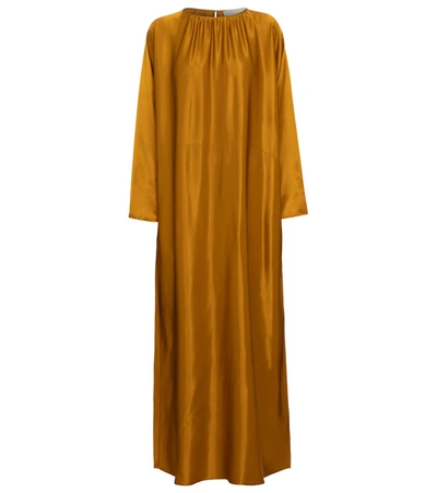 Asceno Rhodes Gold Sustainable Bamboo Satin Maxi Dress | ModeSens