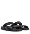 Alaïa Black Leather Flat Sandals In Black