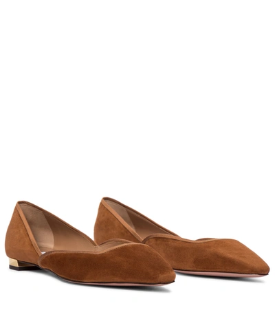 Aquazzura Maia Suede Ballet Flats In Brown