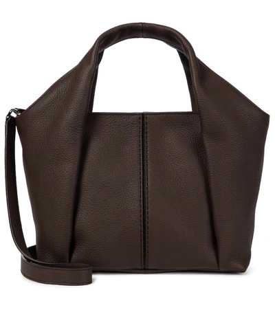 Tod's Shirt Mini Leather Tote In Brown