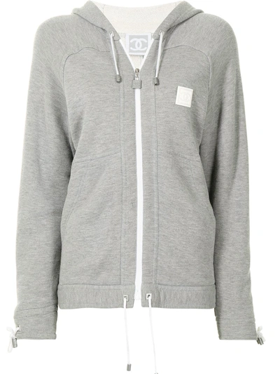 Pre-owned Chanel 2005 Sports Zipped Drawstring Hoodie In Grey