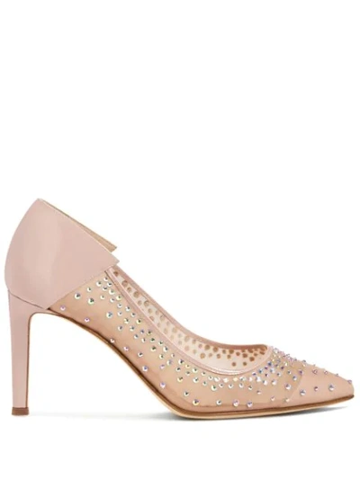 Giuseppe Zanotti Karla 85 Crystal Embellished Mesh Pumps- Delivery In 3-4 Weeks In Pink