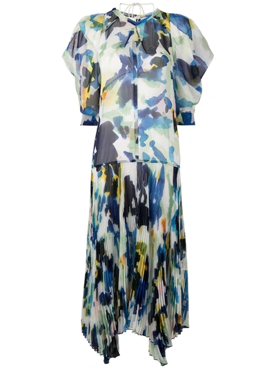 Proenza Schouler Women's Painted Floral Chiffon Drop Waist Dress In Print