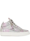 GIUSEPPE ZANOTTI METALLIC LACE-UP SNEAKERS