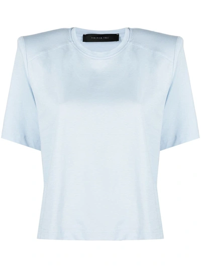 Federica Tosi Light Blue Jersey T-shirt With Padded Shoulders