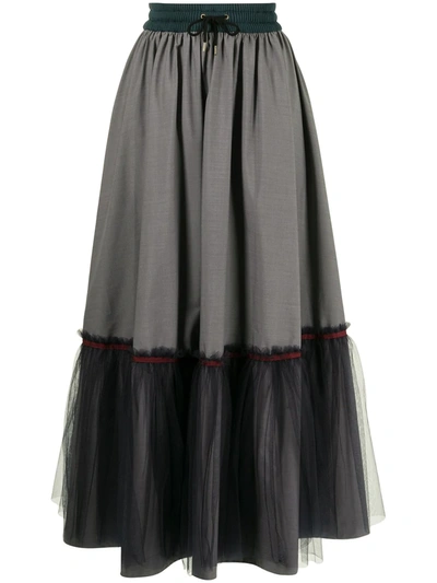 Kolor Tiered Tulle Skirt In Grey