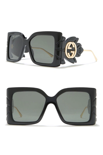 Gucci 56mm Square Novelty Sunglasses In Black