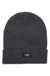 Ugg Logo Knit Cuff Beanie In Charcoal - 236