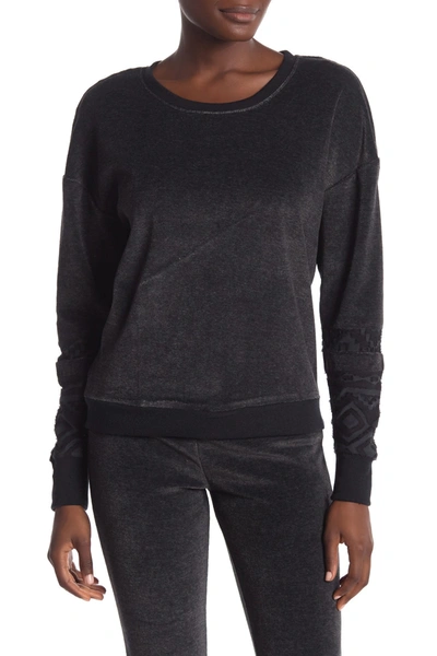 Honeydew Intimates Geo Cuff Velour Sweatshirt In Black