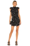 1.state Smocked-neck Calico-printed Mini Dress In Petite Calico Roses Black