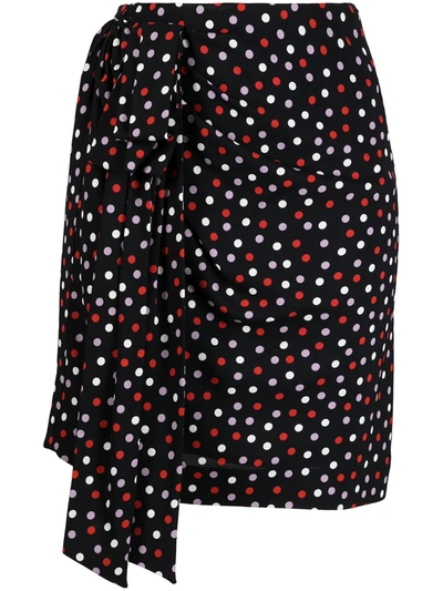 Philosophy Di Lorenzo Serafini Bow-embellished Ruched Polka-dot Stretch-crepe Mini Skirt In Black