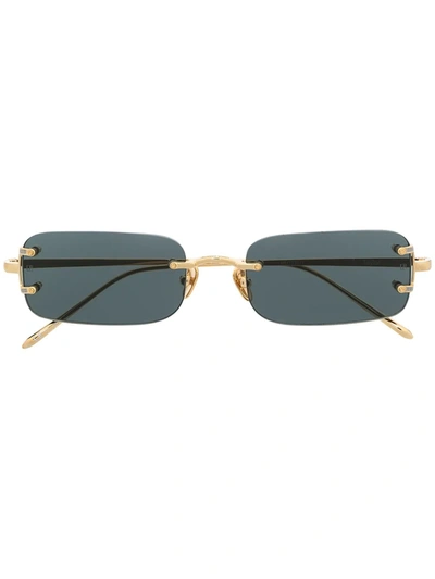 Linda Farrow Rimless Rectangular-frame Sunglasses In Yellowgold/whitegold/grey