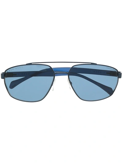 Hugo Boss Aviator Frame Sunglasses In Blau