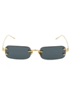 Linda Farrow Talor Rectangular Frame Sunglasses In 001 Yellow Gold/ White Gold/ Grey