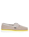 Woolrich Suede Boat Loafers With Rubber Sole In Beige