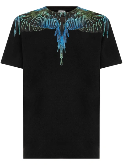 Marcelo Burlon County Of Milan 翅膀印图棉织t恤 In Black