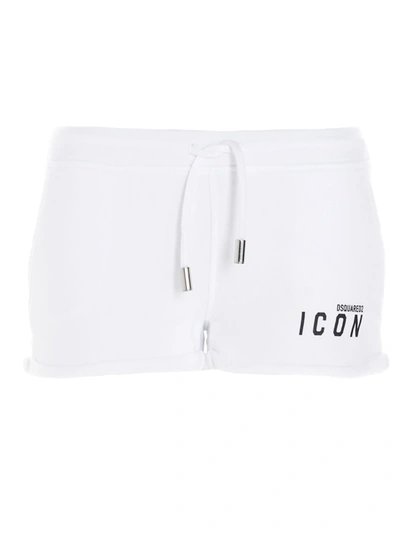 Dsquared2 Icon Logo Print Track Shorts In White