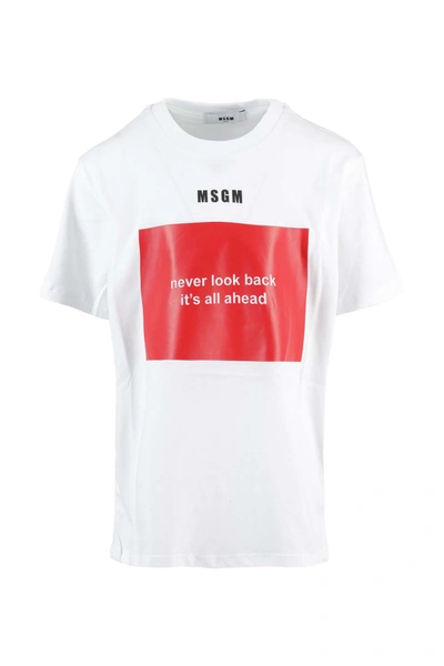Msgm Kids' T-shirt In Bianco Rosso