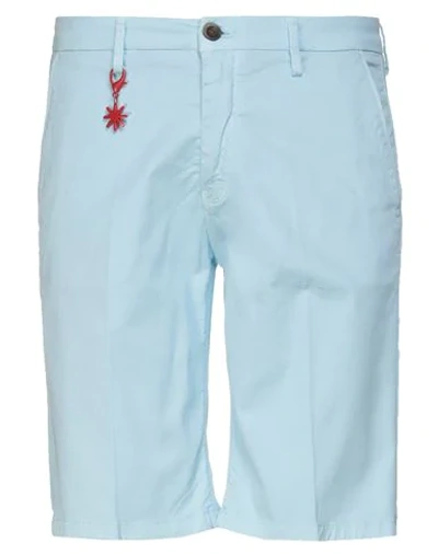 Manuel Ritz Man Shorts & Bermuda Shorts Sky Blue Size 34 Cotton, Elastane