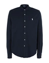 Polo Ralph Lauren Blue Shirt With Button Down Collar And Pony Embroidery On The Front In Dark Blue