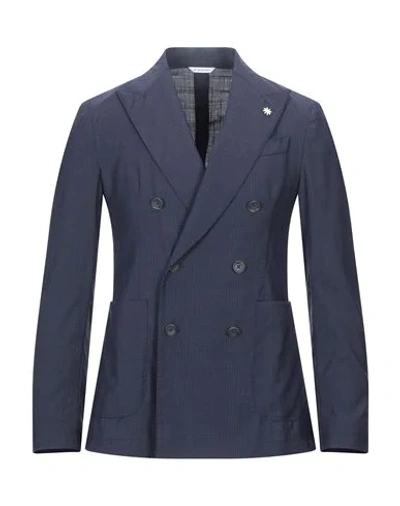 Manuel Ritz White Suit Jackets In Dark Blue