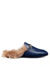 GUCCI WOMEN'S PRINCETOWN LEATHER LOAFERS WITH FUR,0400098373868