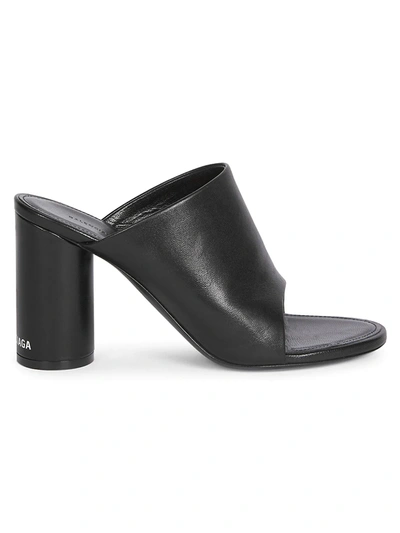 Balenciaga Women's Oval Block-heel Leather Mules In Black White