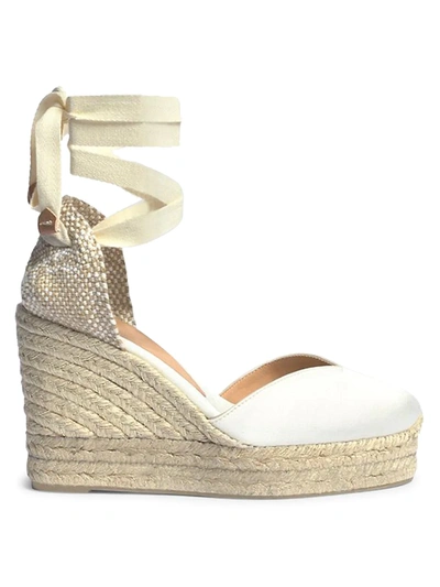 Castaã±er Carina 100 White Platform Wedge Espadrilles