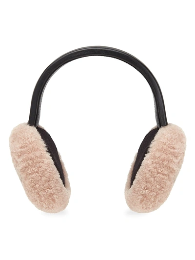 Fendi Shearling Logo Earmuffs In Pink Black